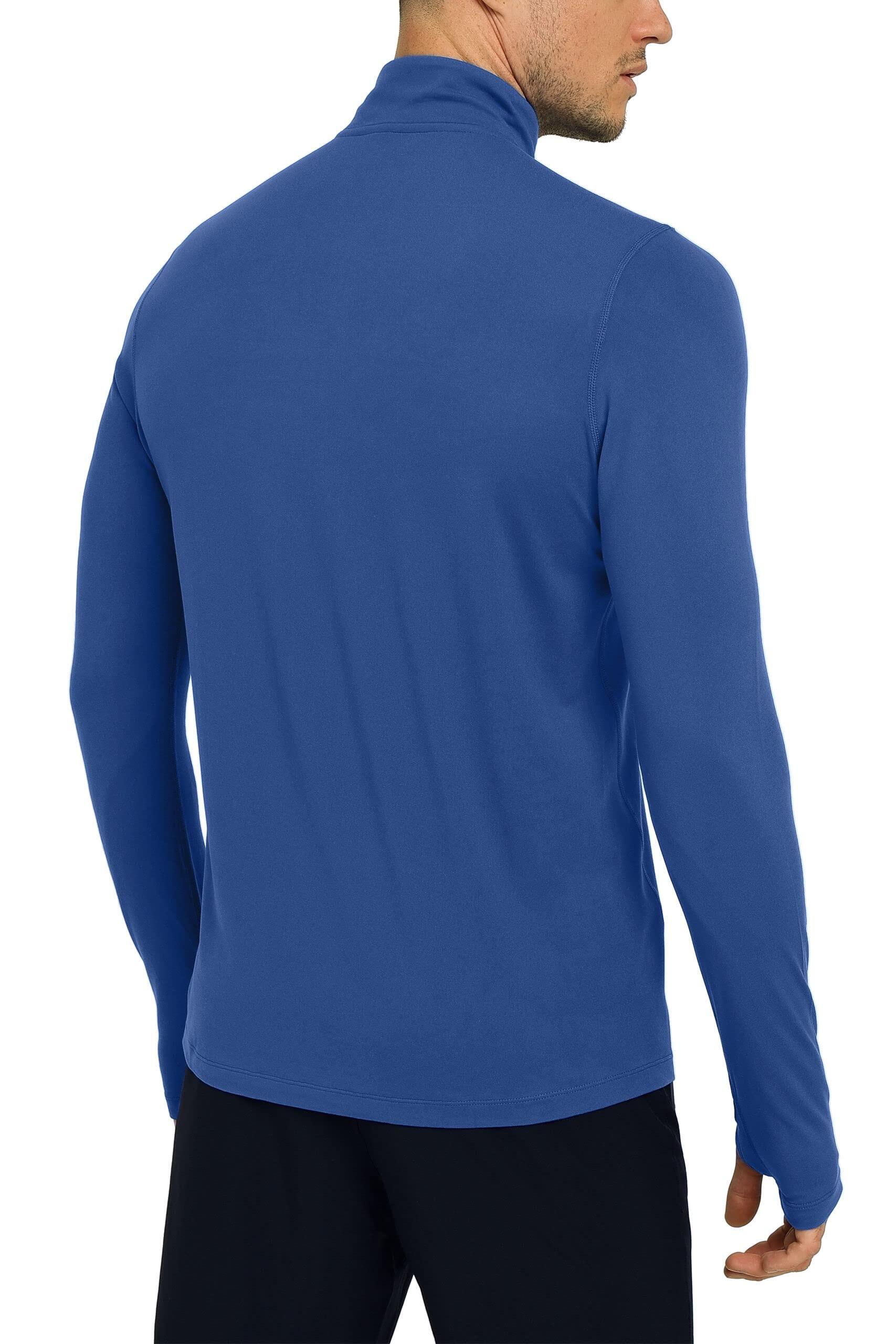 Men's Fusion Long Sleeve Half Zip Running Gym Top - True Blue 2/5
