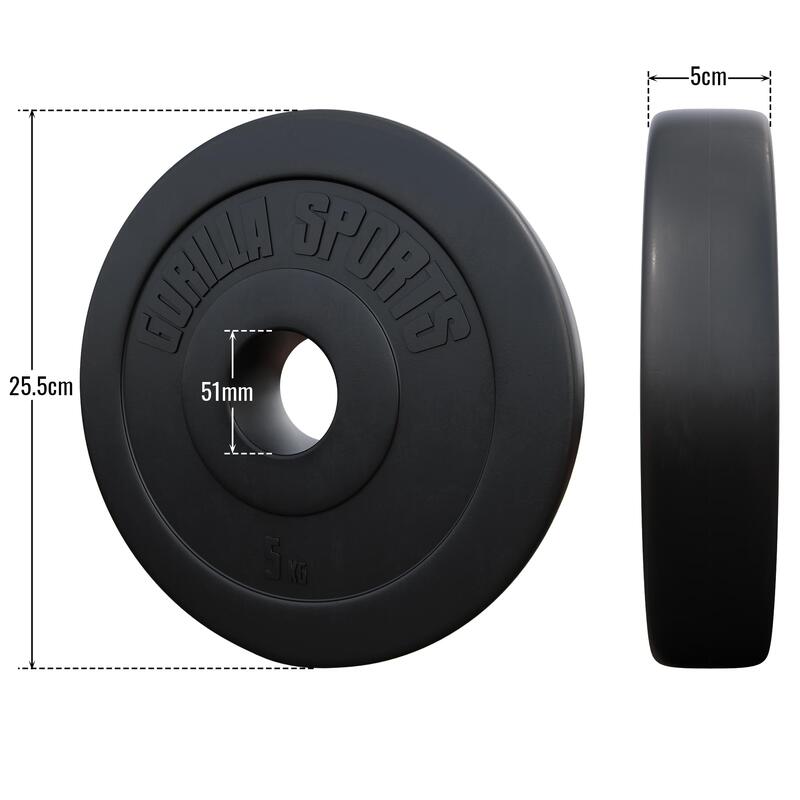 GORILLA SPORTS Hantelscheibe Olympia 50/51mm Kunststoff 1,25KG - 15KG