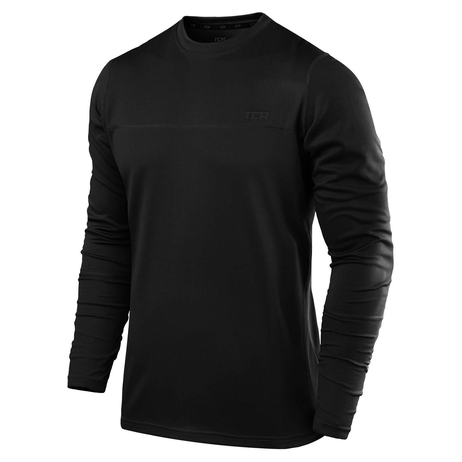 TCA Men's Element Long Sleeve Quick Dry Running Top - Black Stealth