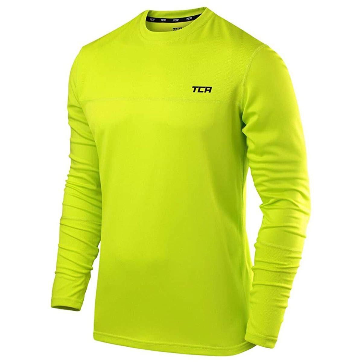 TCA Men's Element Long Sleeve Quick Dry Running Top - Lime Punch