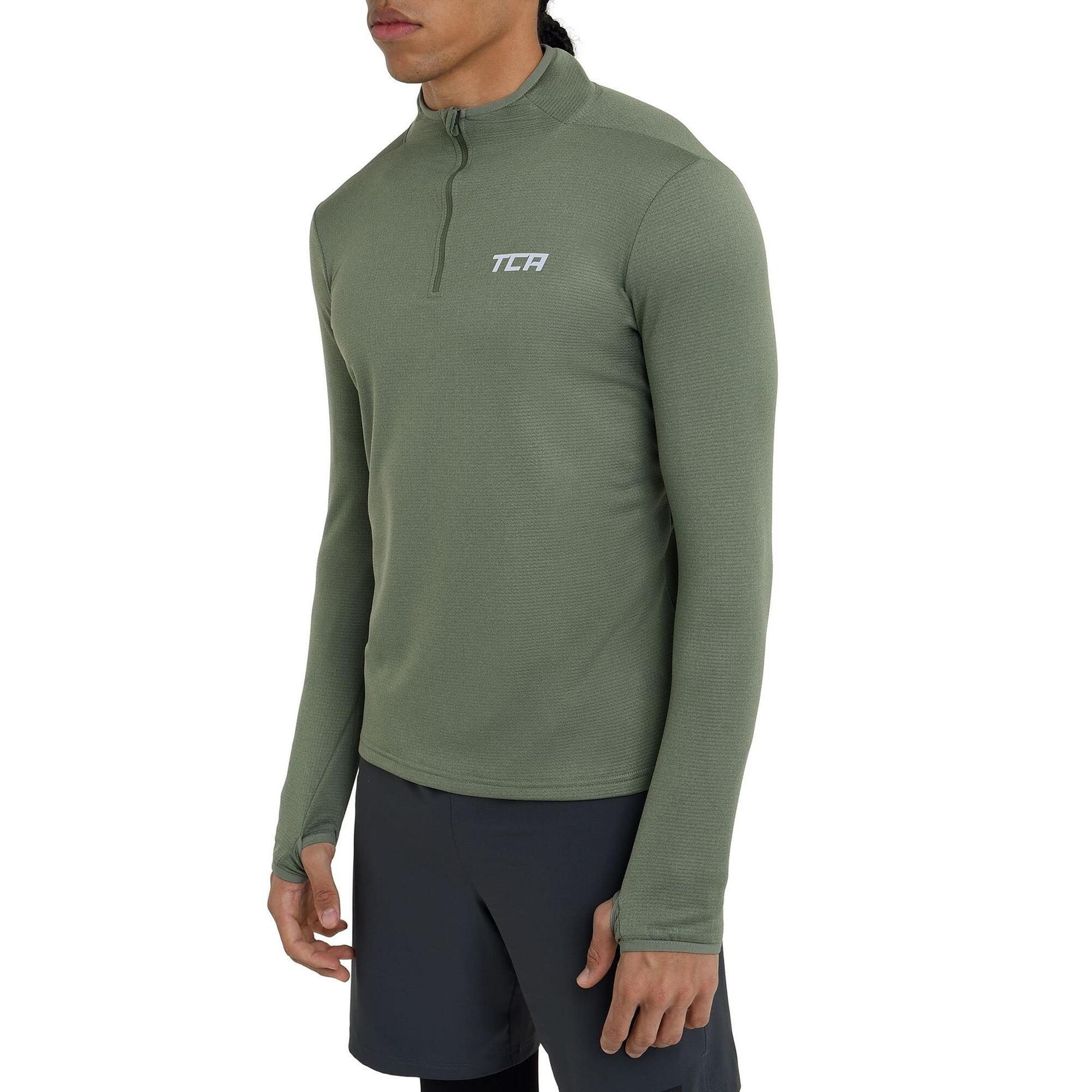 Men's Cloud Fleece 1/4 Zip Top with Zip Pocket - Army 1/5