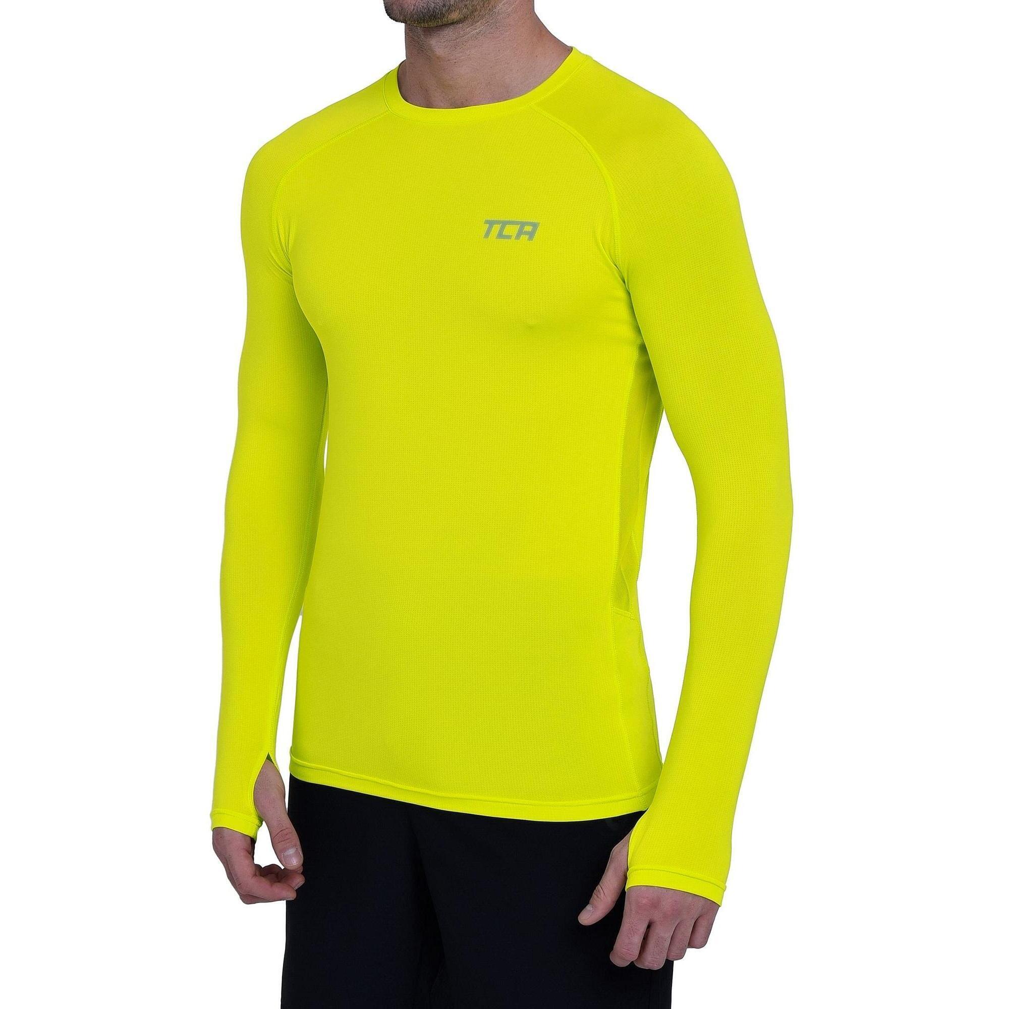 TCA Men's Stamina Long Sleeve Running T-Shirt - Lime Punch