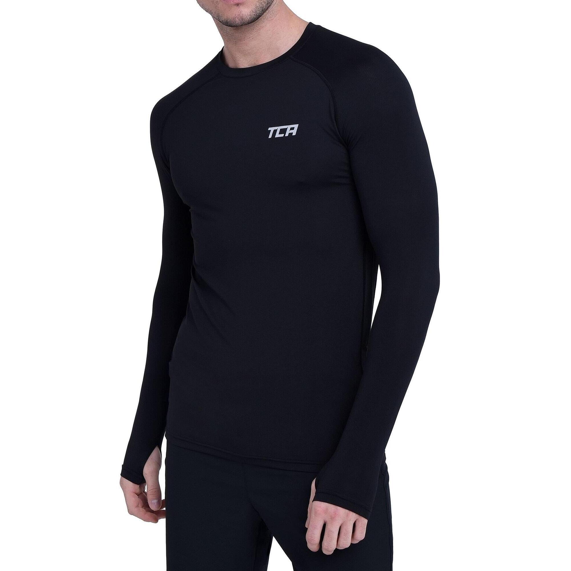 TCA Men's Stamina Long Sleeve Running T-Shirt - Black