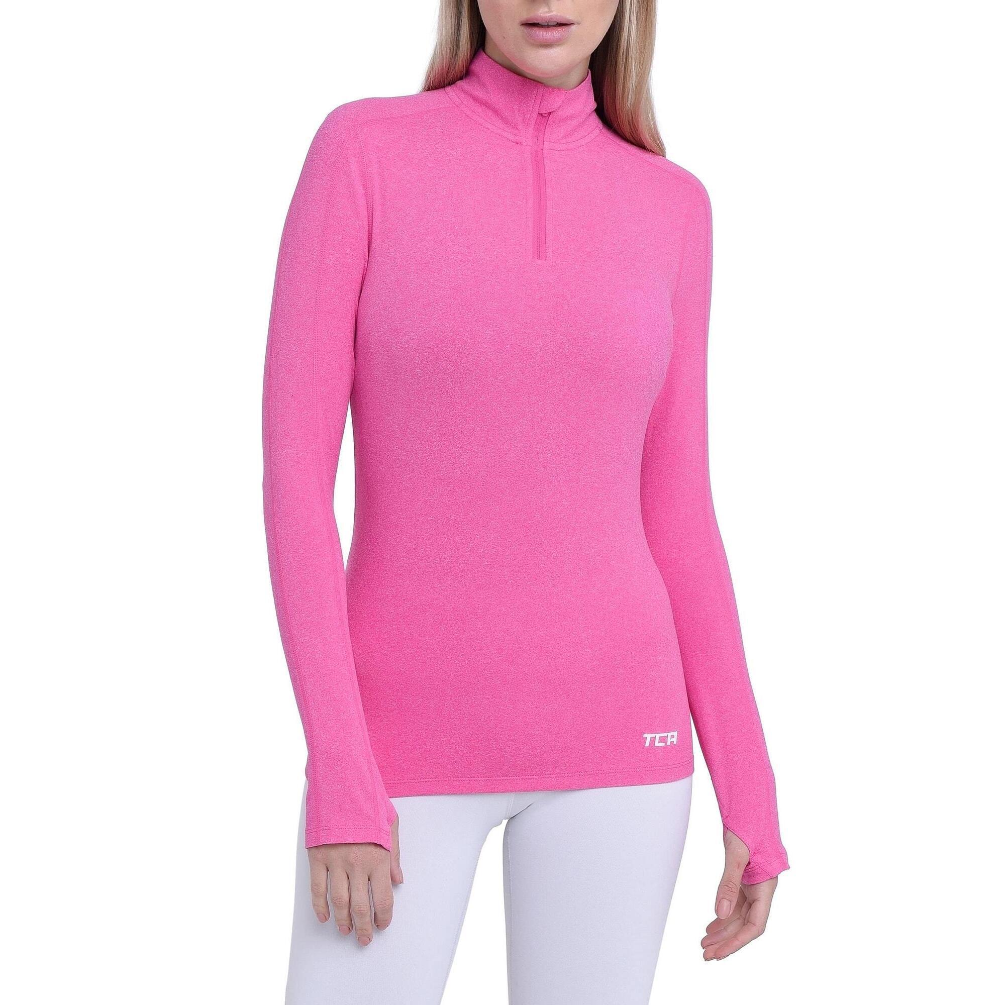 Women's All Season Long Sleeve Running Top - Liquid Pink Heather 1/5