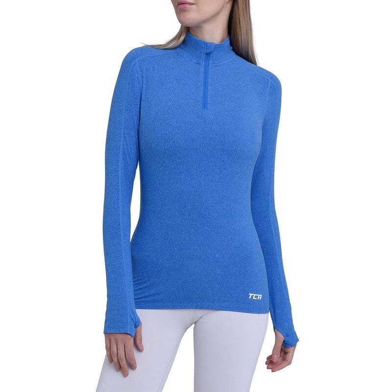 Women's Fusion Long Sleeve Half-Zip Top - Blue Heather