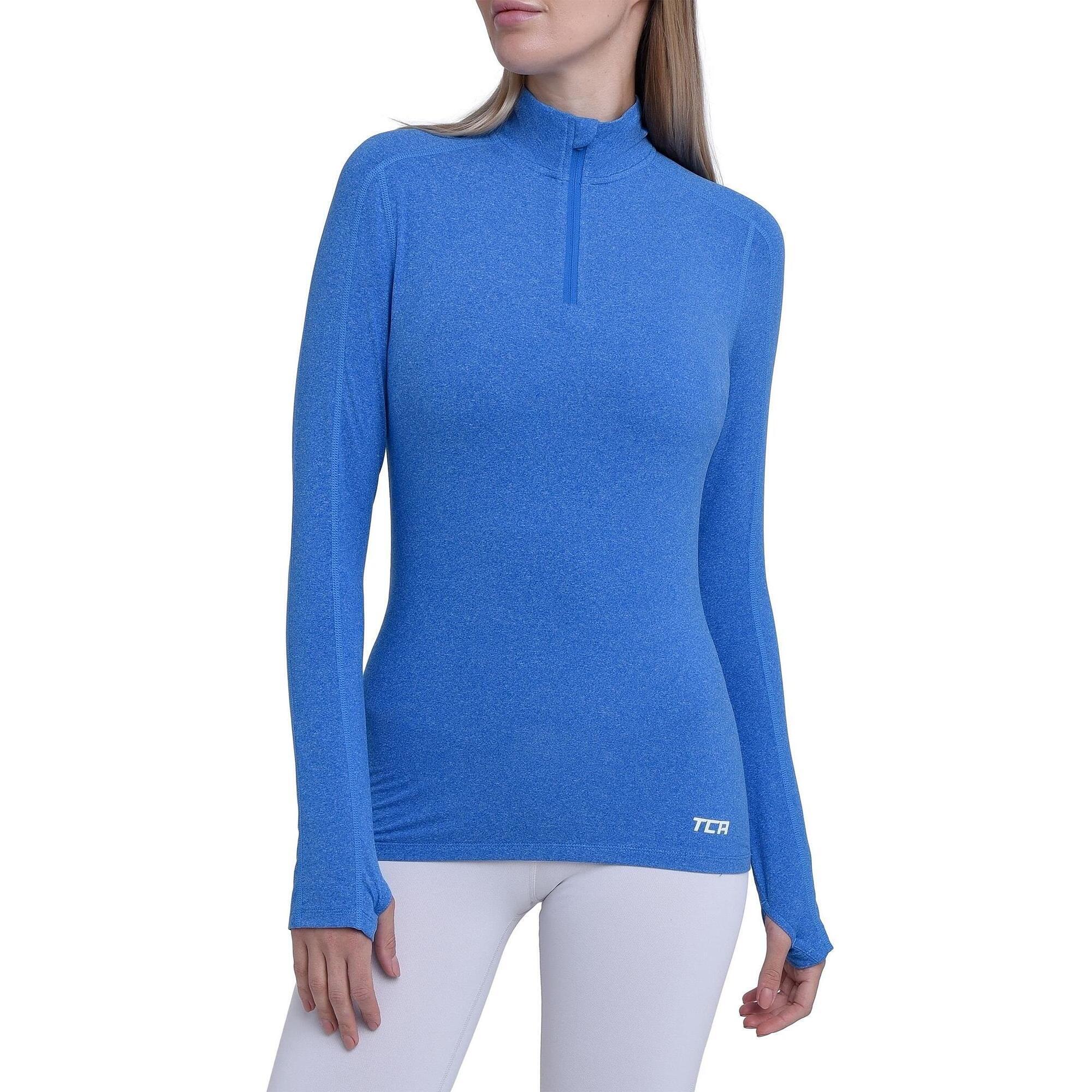 Women's All Season Long Sleeve Running Top - Blue Azure Heather 1/5