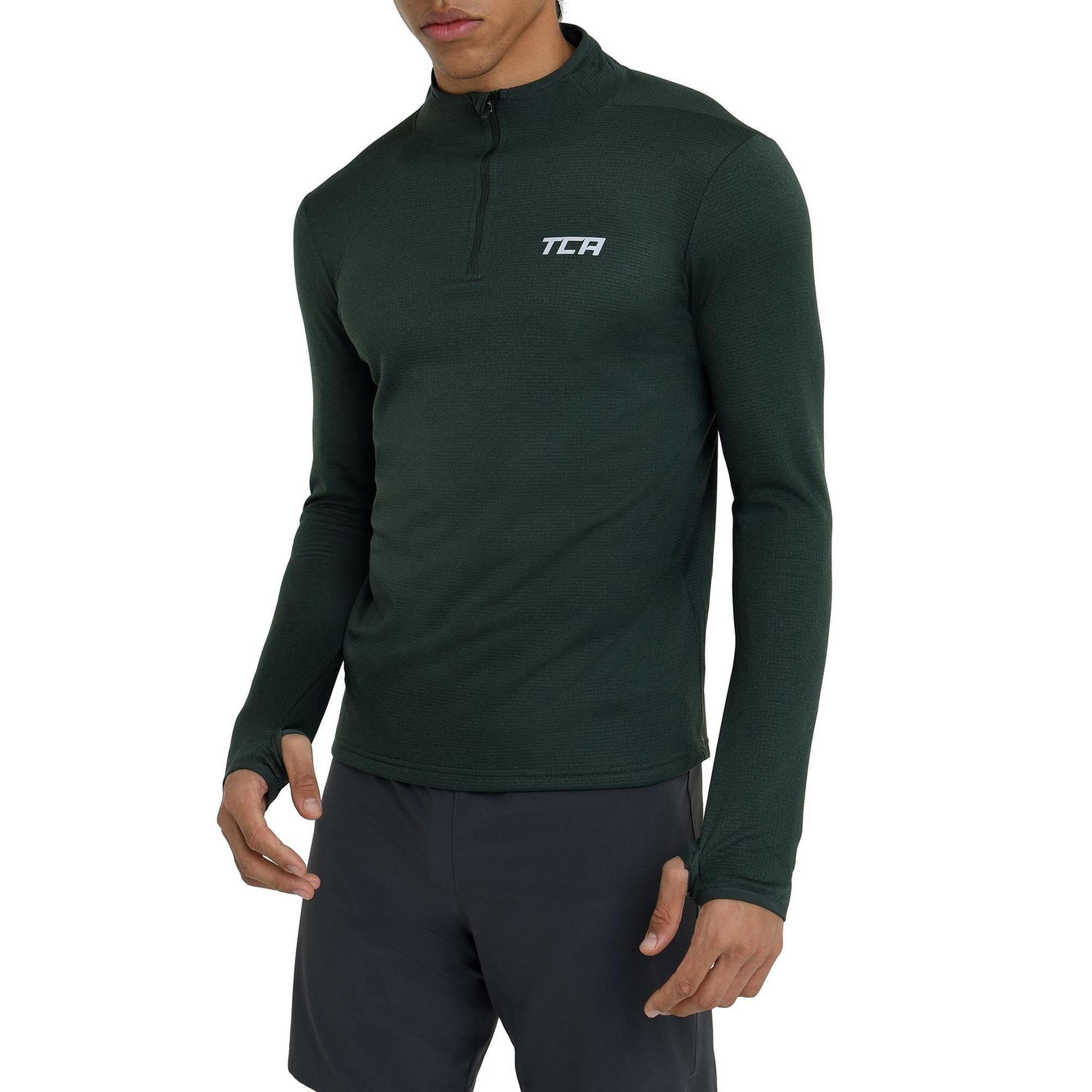 Men's Cloud Fleece 1/4 Zip Top with Zip Pocket - Deep Forest 1/5