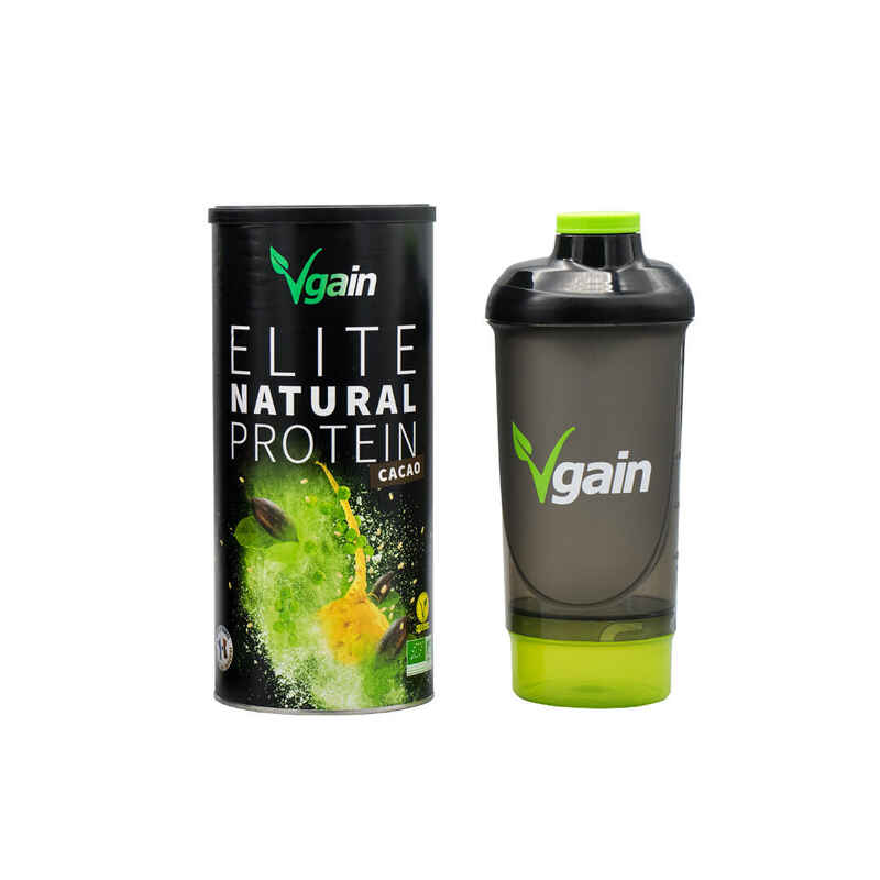 VEGANES & BIOLOGISCHES EIWEISS - ELITE NATURAL PROTEIN - KAKAO 750G + SHAKER