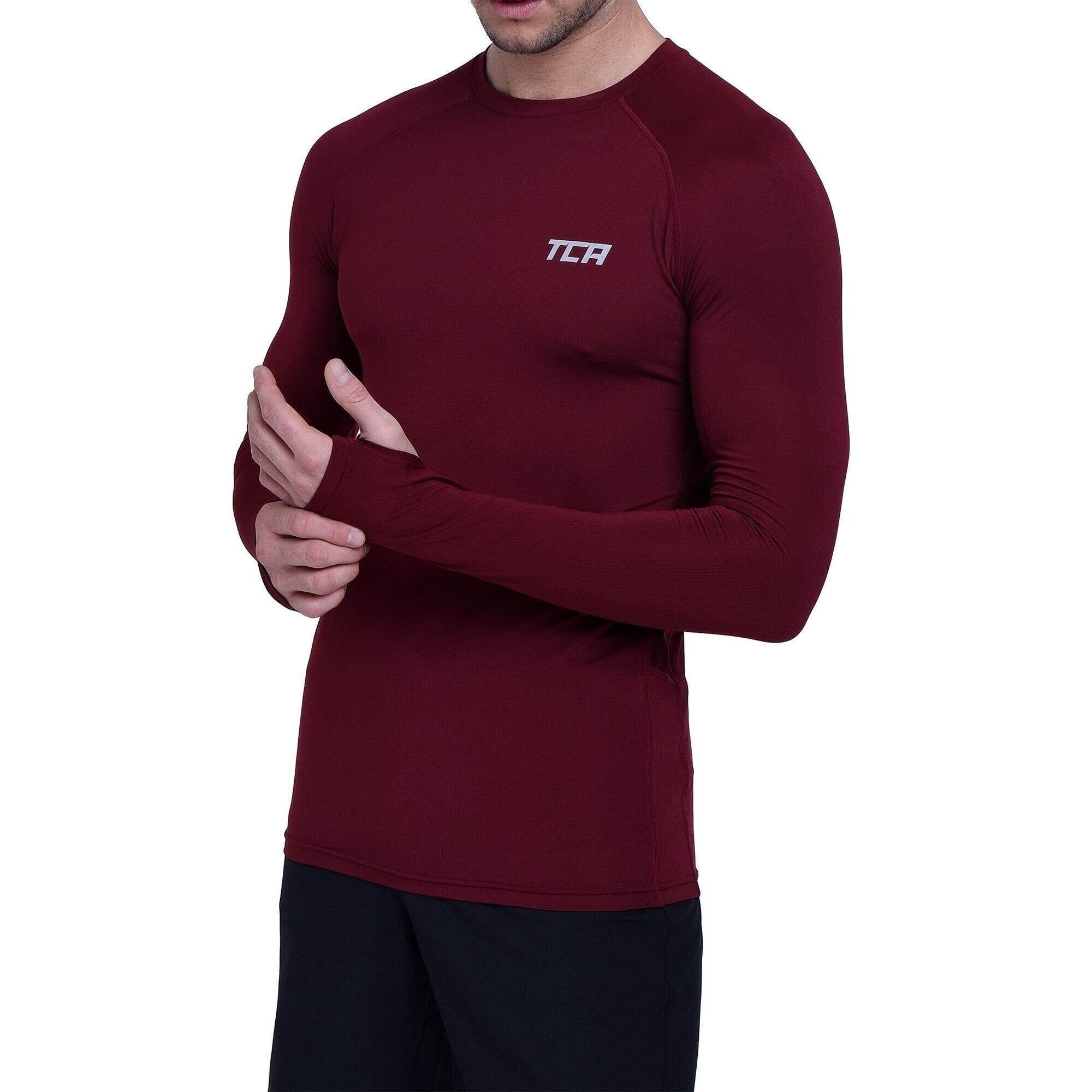 TCA Men's Stamina Long Sleeve Running T-Shirt - Cabernet
