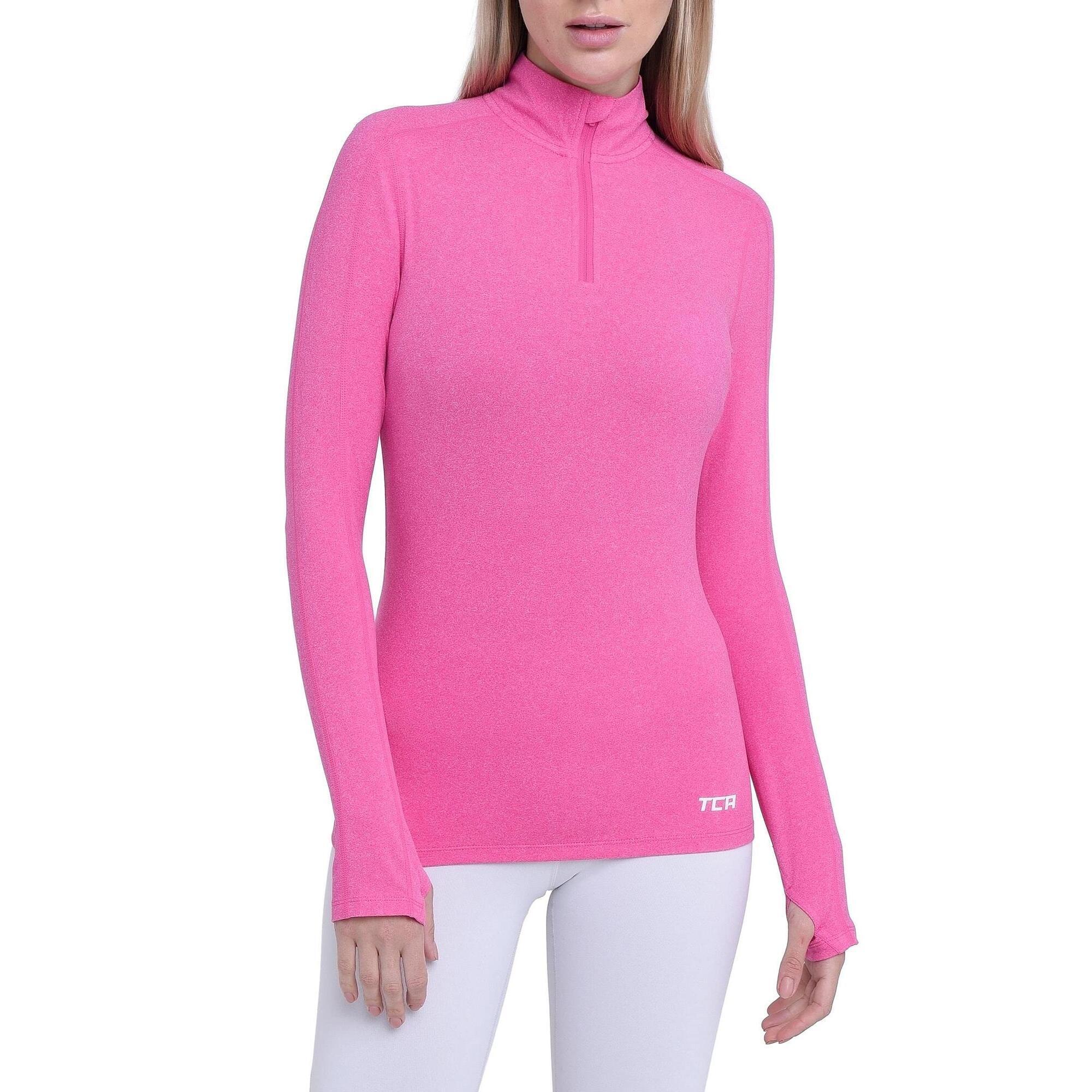 TCA Women's All Season Long Sleeve Running Top - Liquid Pink Heather