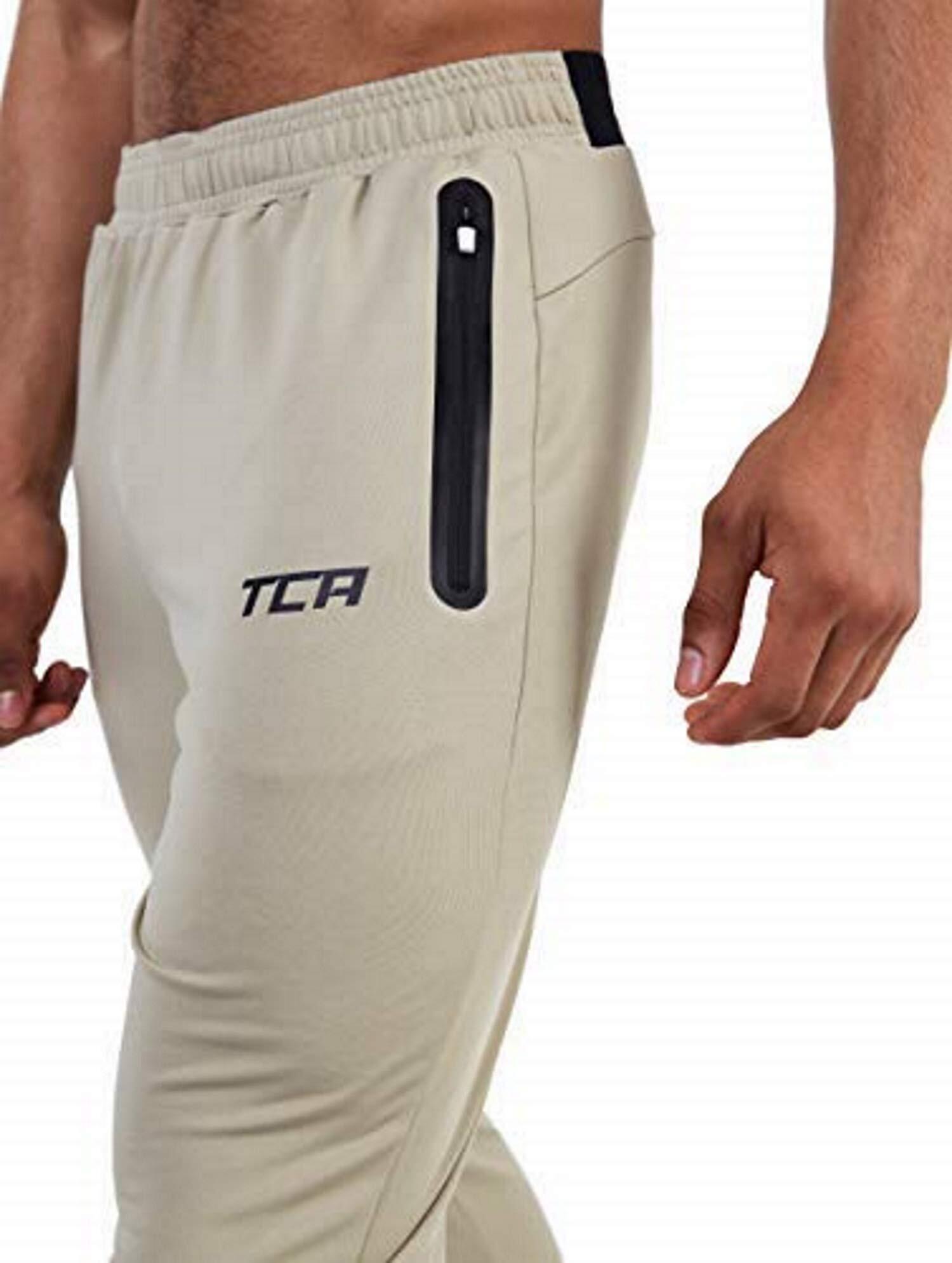 TCA Men's Rapid Quickdry Tapered Tech Training Track Pants with Zip Pockets