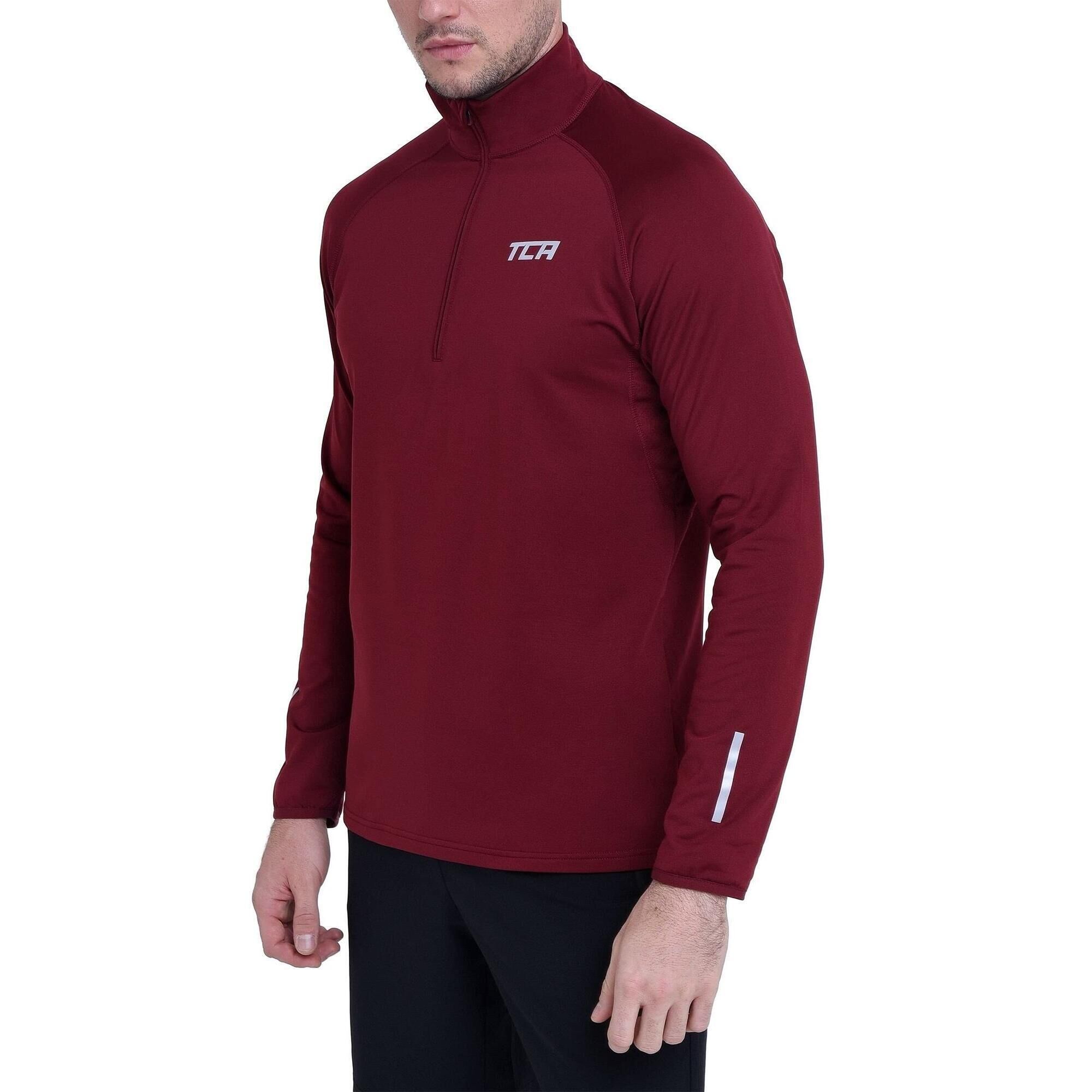 TCA Men's Winter Run Half Zip Top - Cabernet