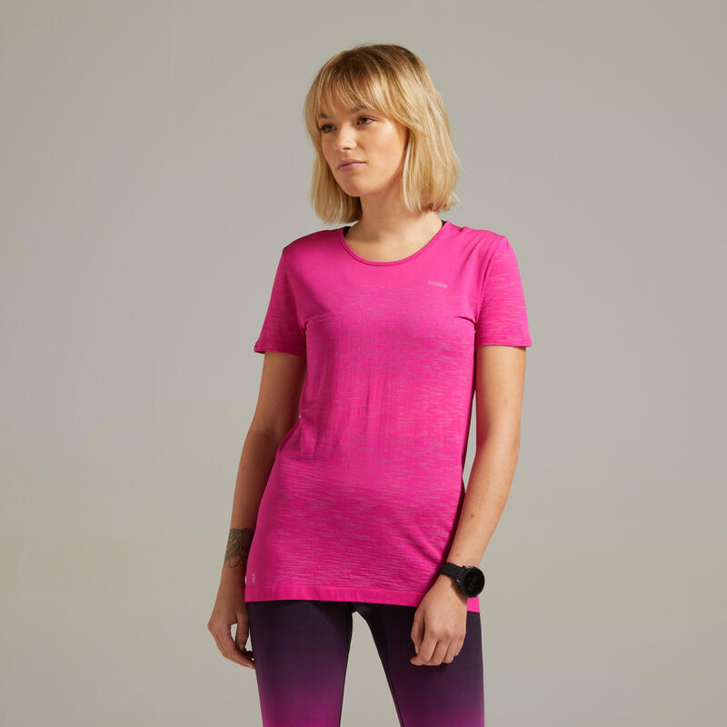 Reconditionné - TEE SHIRT RUNNING FEMME RESPIRANT KIPRUN CARE ROSE - Très bon