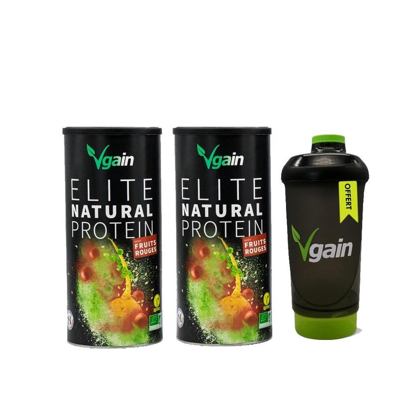 PROTEÍNA VEGANA Y ORGÁNICA - 2 X FRUTOS ROJOS 750G + AGITADOR