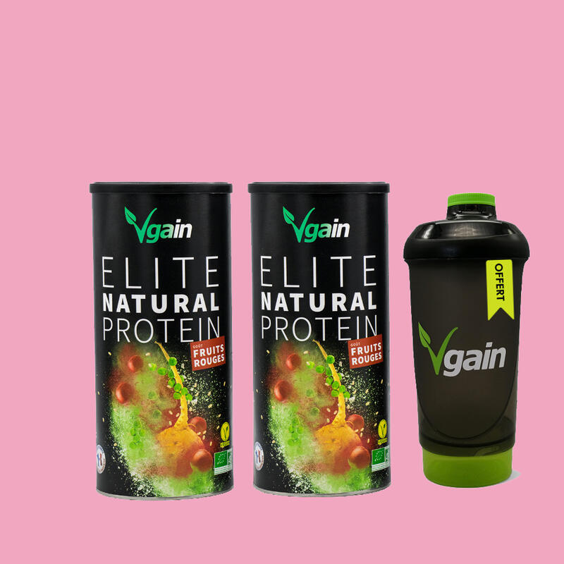 PROTEÍNA VEGANA Y ORGÁNICA - 2 X FRUTOS ROJOS 750G + AGITADOR