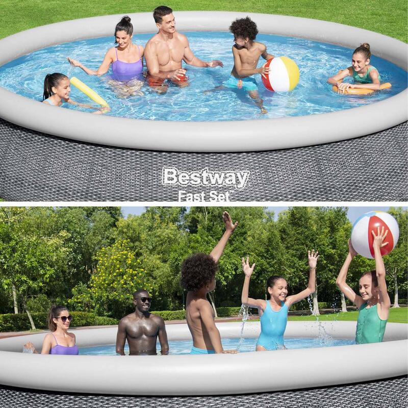 Piscine gonflable hors sol grise ronde 457x84cm  | sweeek
