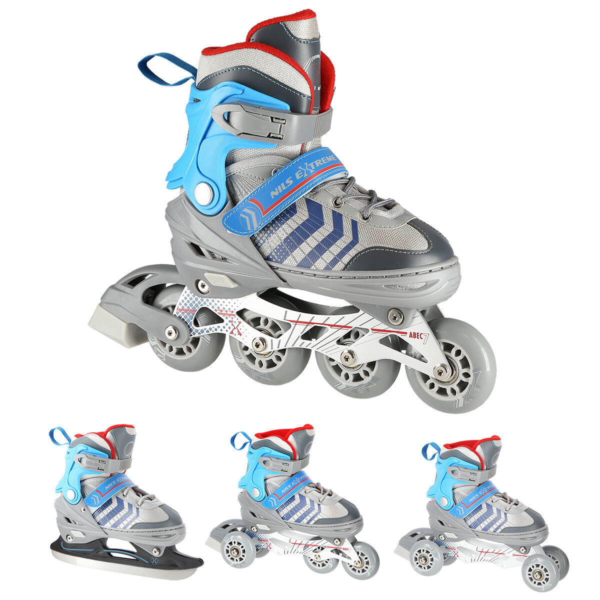 NILS EXTREME Nils Extreme NH18192 4-in-1 inline skates met verwisselbare ijshockeyskid