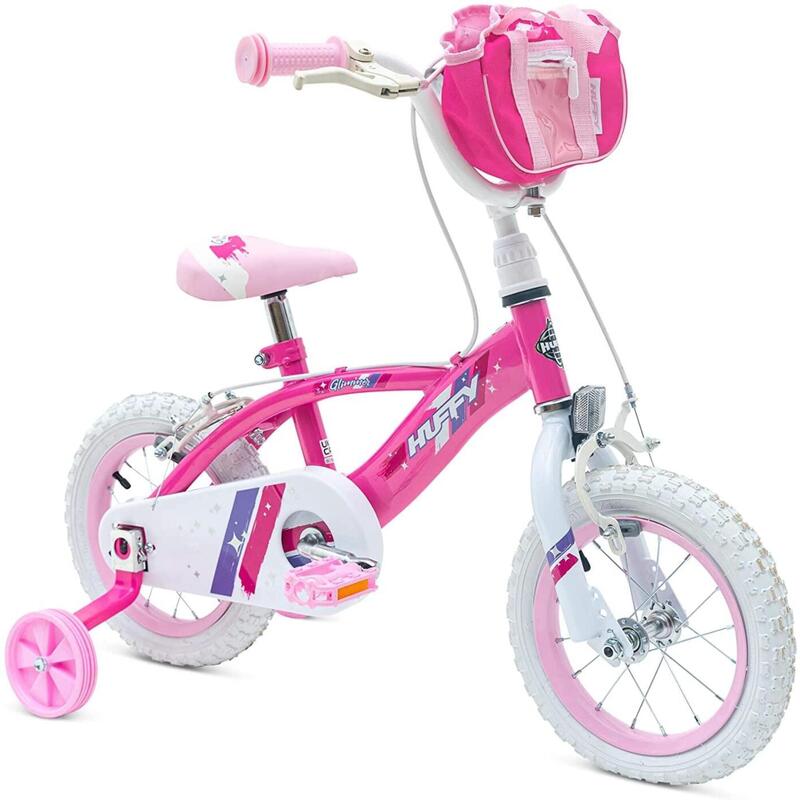 Huffy Glimmer 12" Girls Pink Bike For Kids 3-5yrs + Stabilisers