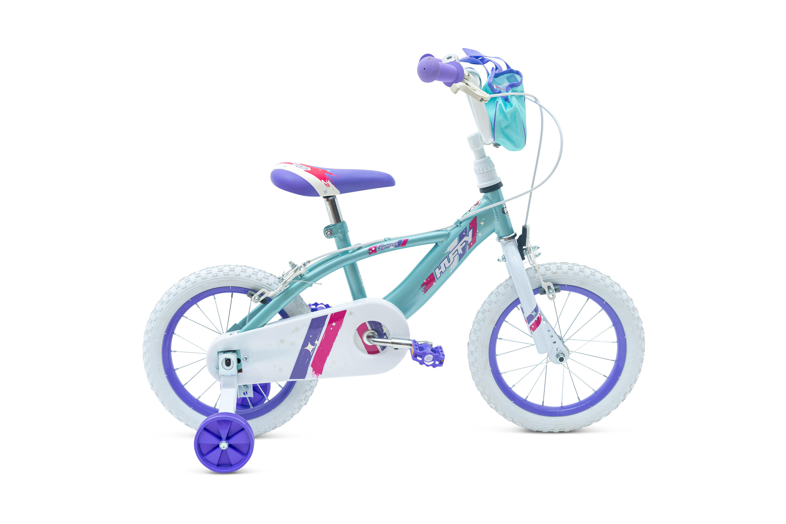 Huffy Glimmer 14" Teal & Purple Girls Bike For Kids 4 - 6 yrs + Stabilisers 2/7