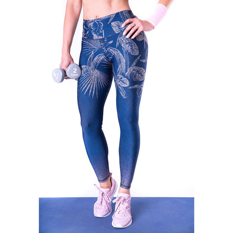 Legginsy treningowe na siłownię damskie 2skin OMBRE JUNGLE NAVY