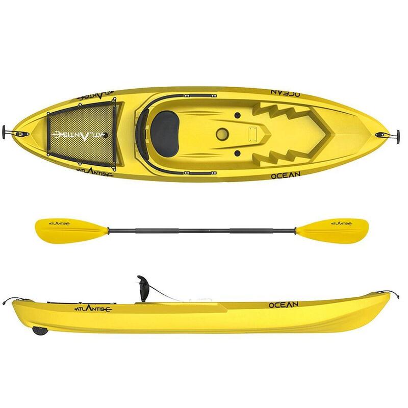 Kayak - canoa Atlantis OCEAN gialla - cm 266 - schienalino - ruotino - pagaia
