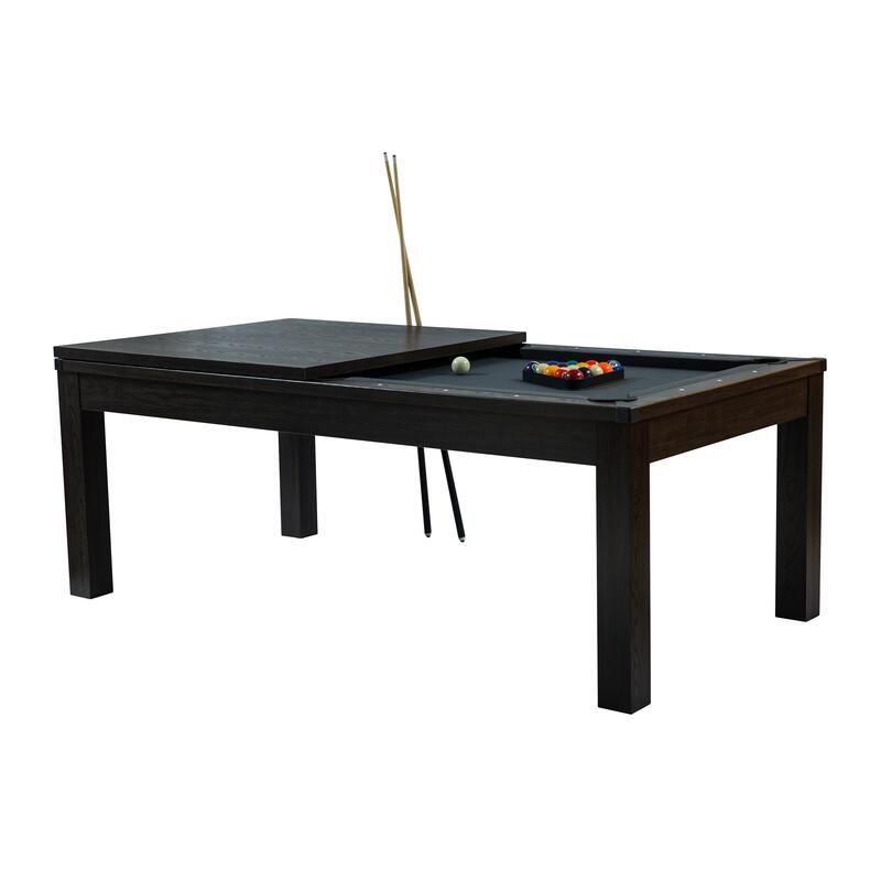 Table de Billard Eddie convertible bois foncé tapis gris