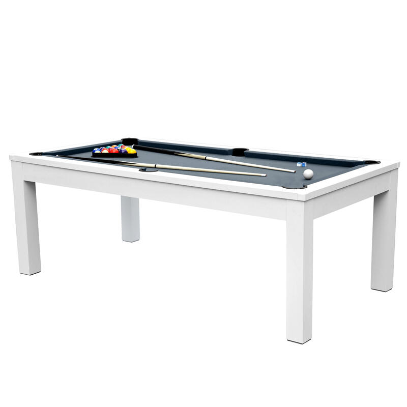 Mesa de billar convertible Eddie alfombra blanca gris