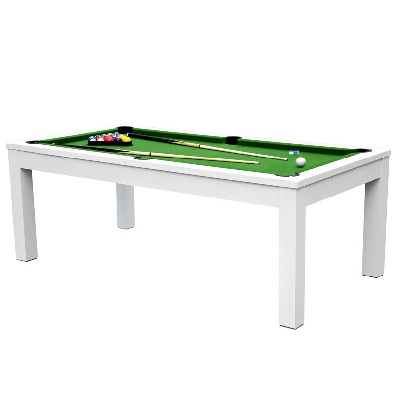 Table de Billard Eddie convertible blanche tapis vert