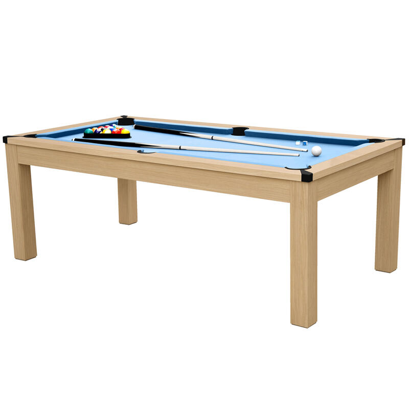 Table de Billard Eddie convertible hêtre tapis bleu