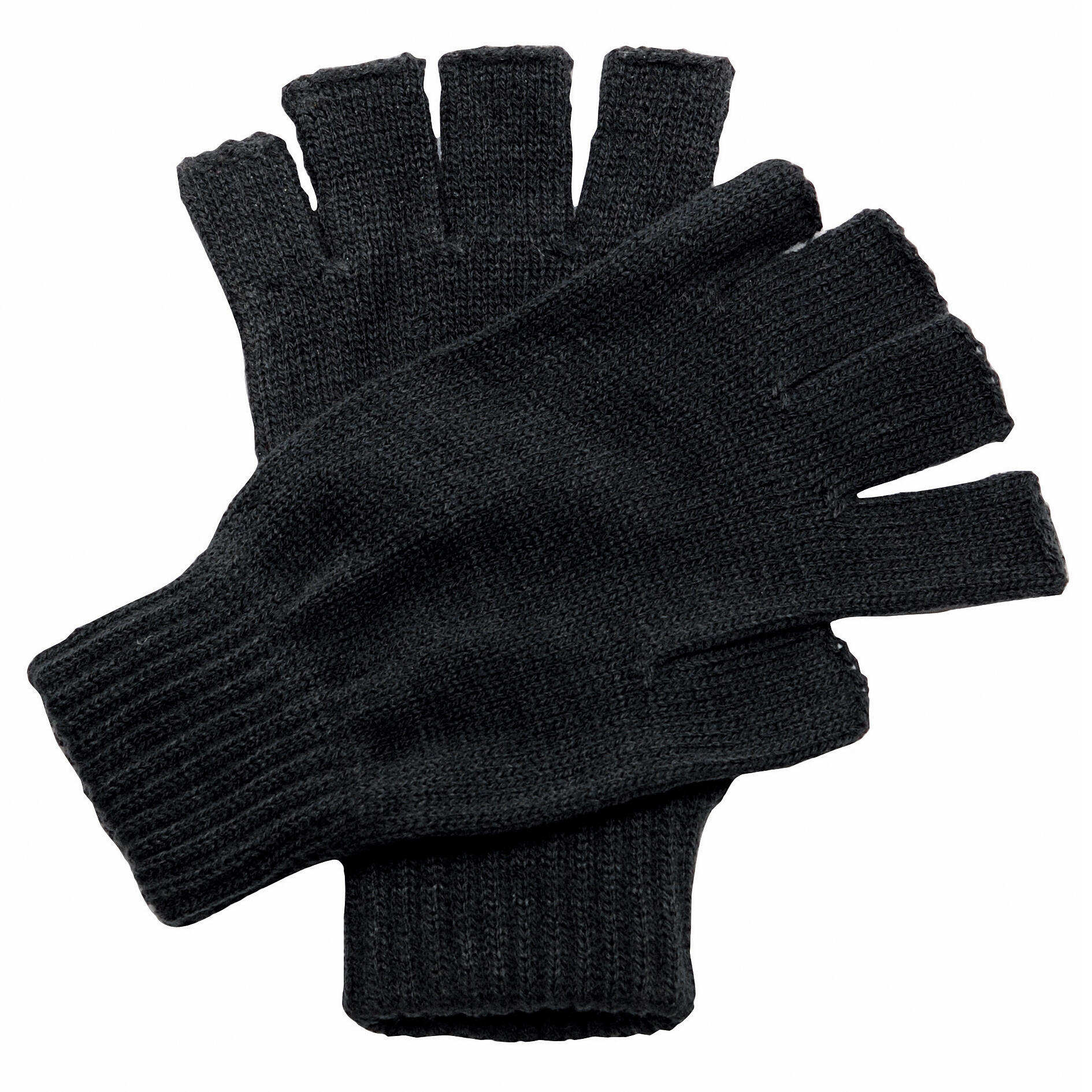 Unisex Fingerless Mitts / Gloves (Black) 2/4