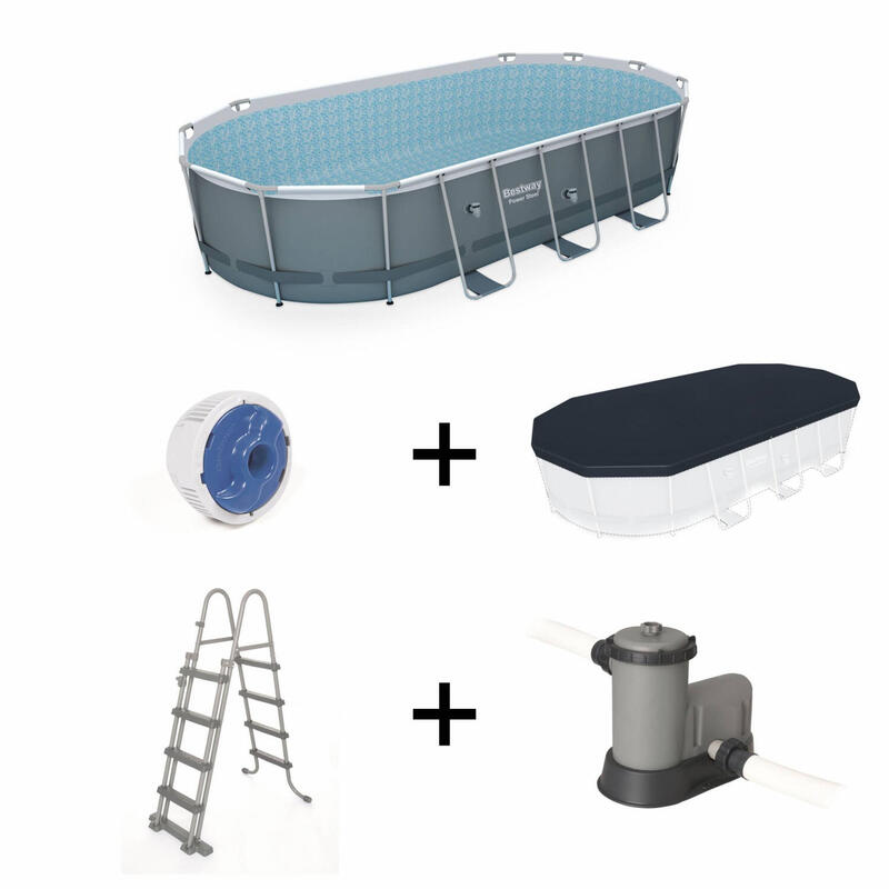 Piscina Desmontable Tubular bestway power steel oval 549x274x122 cm depuradora cartucho 5.678 56710