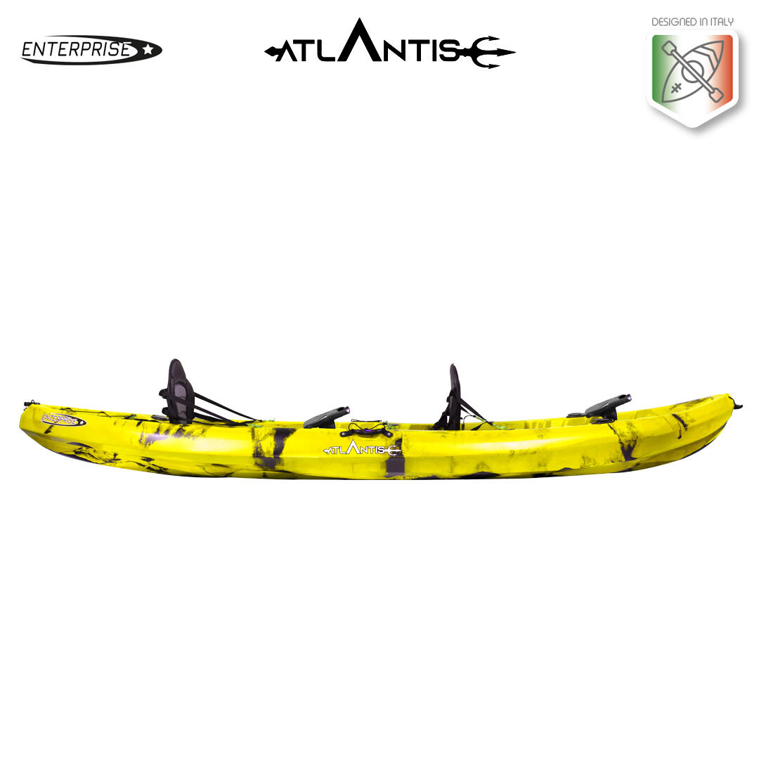 Kayak - canoa 2 posti Atlantis ENTERPRISE EVOLUTION cm 385 giallo/nera + pagaie 3/4