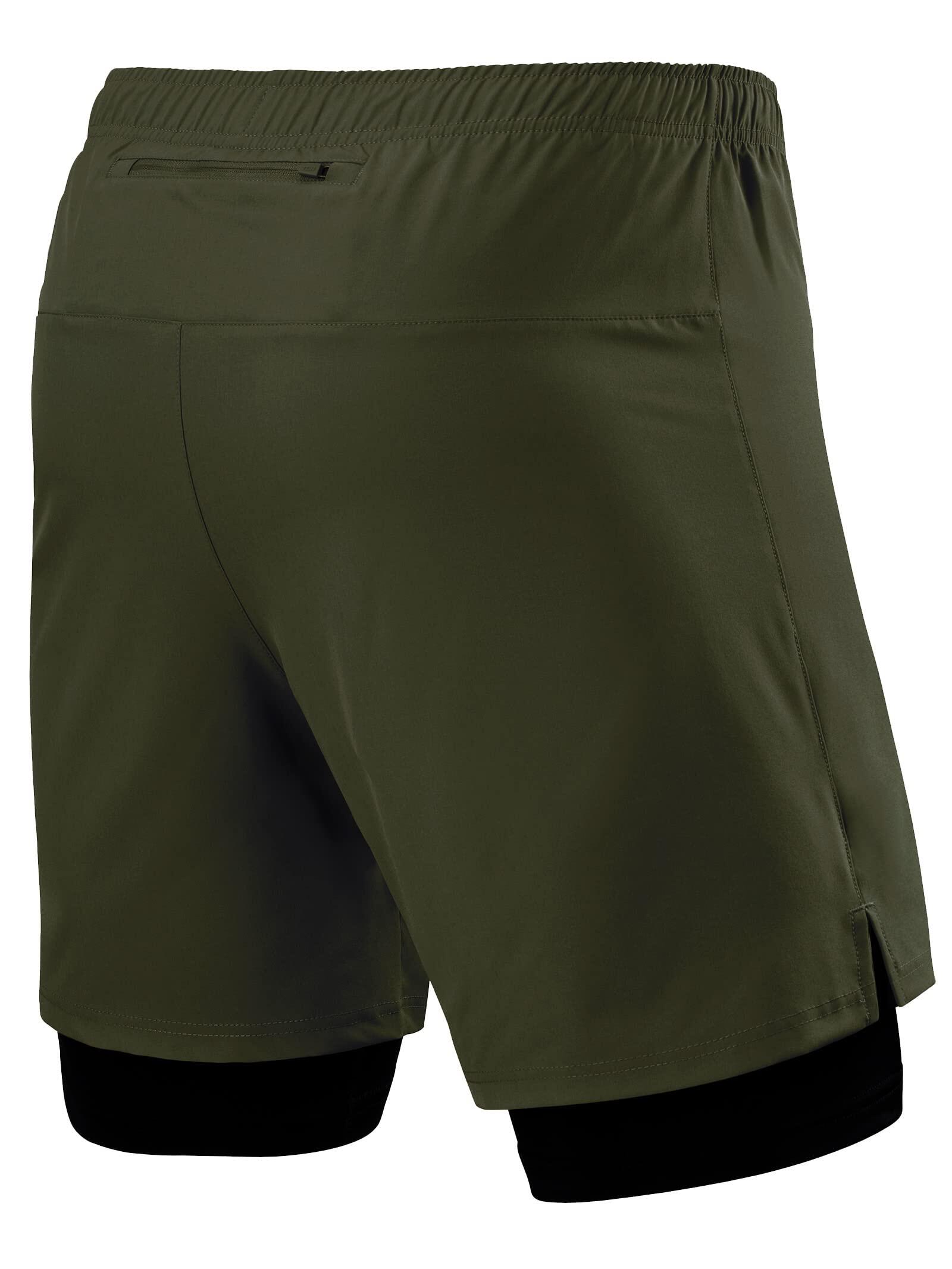 Men's Ultra 2-in-1 Running Shorts with Key Pocket - Forest Night 2/5