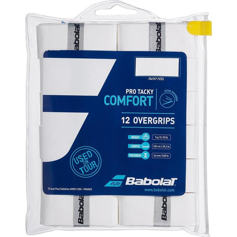 Owijki tenisowe Babolat Pro Tacky Comfort białe x12