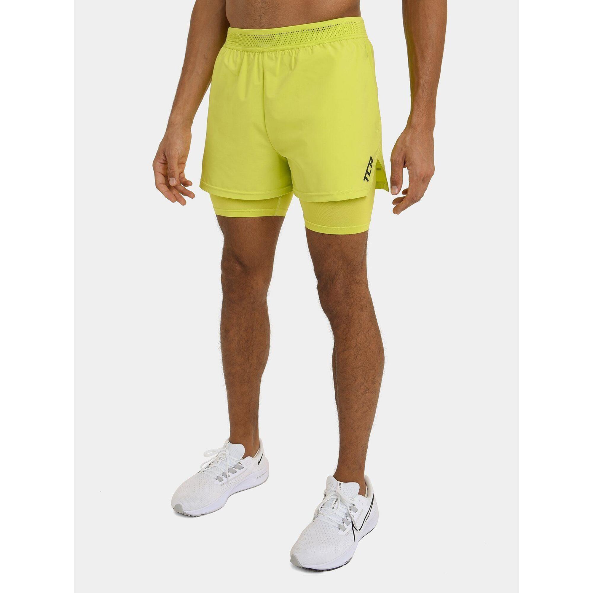 TCA Men's Lightweight 2-in-1 Running Shorts - Lime Punch