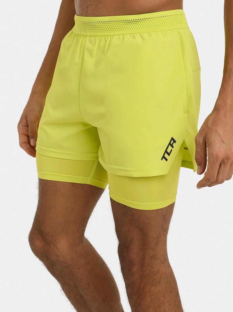 Short Léger Flyweight 2 en 1 avec Poches à Fermeture Éclair pour Hommes