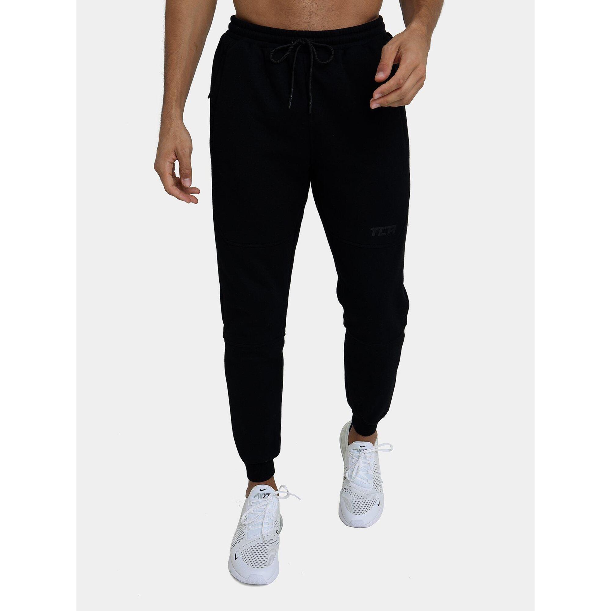 TCA Men's Utility Joggers with Zip Pockets - Black Stealth