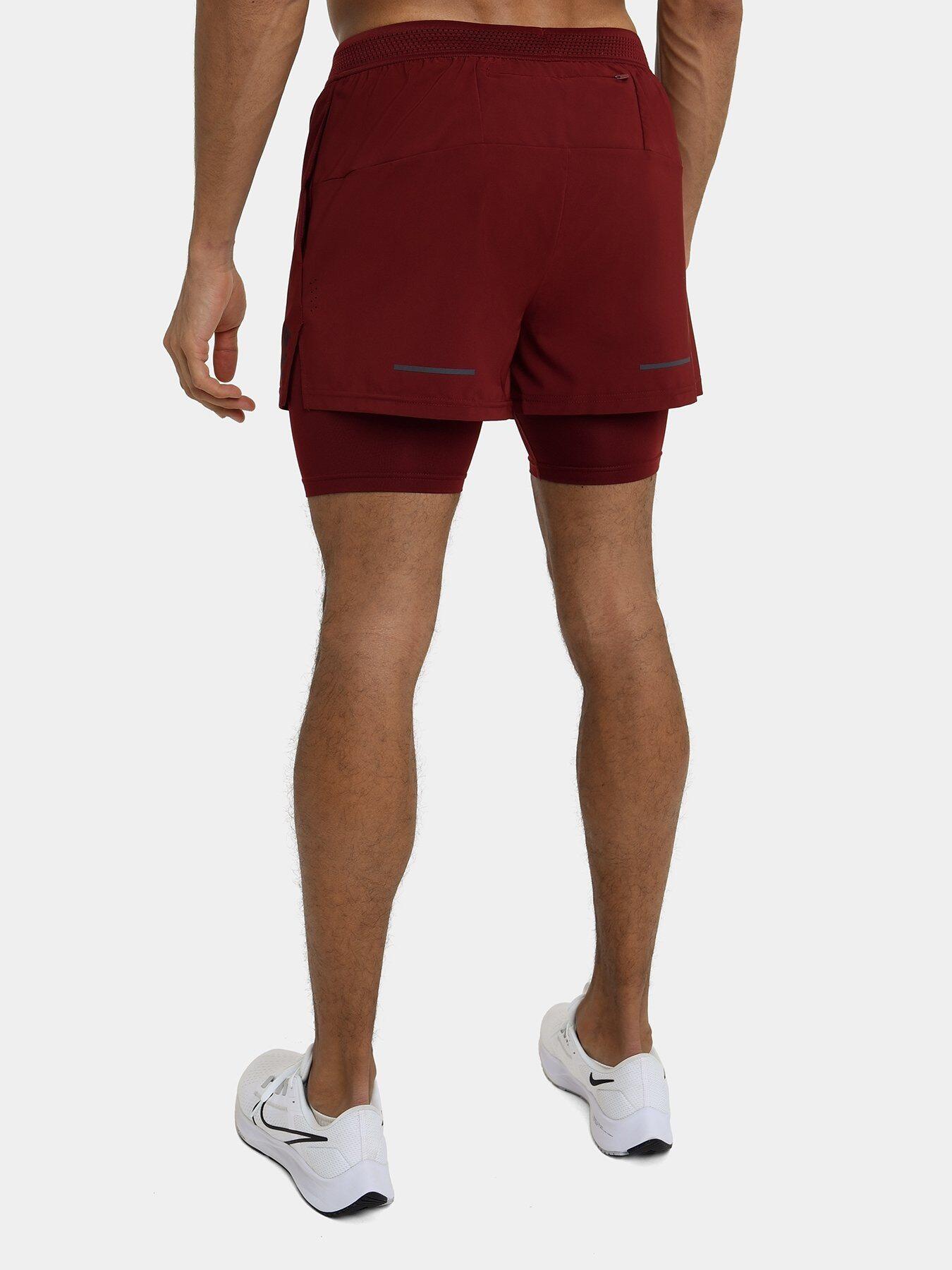 Men's Lightweight 2-in-1 Running Shorts - Maroon 2/5