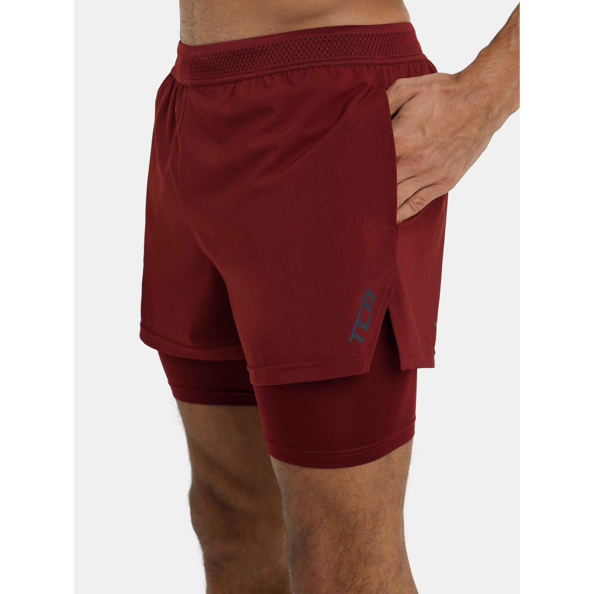 Men's Lightweight 2-in-1 Running Shorts - Maroon 3/5