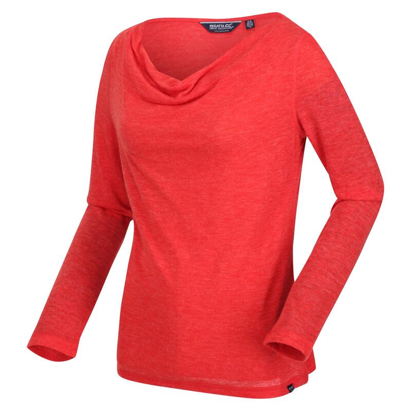 Frayda T-Shirt de randonnée col bénitier pour femme - Orange vif