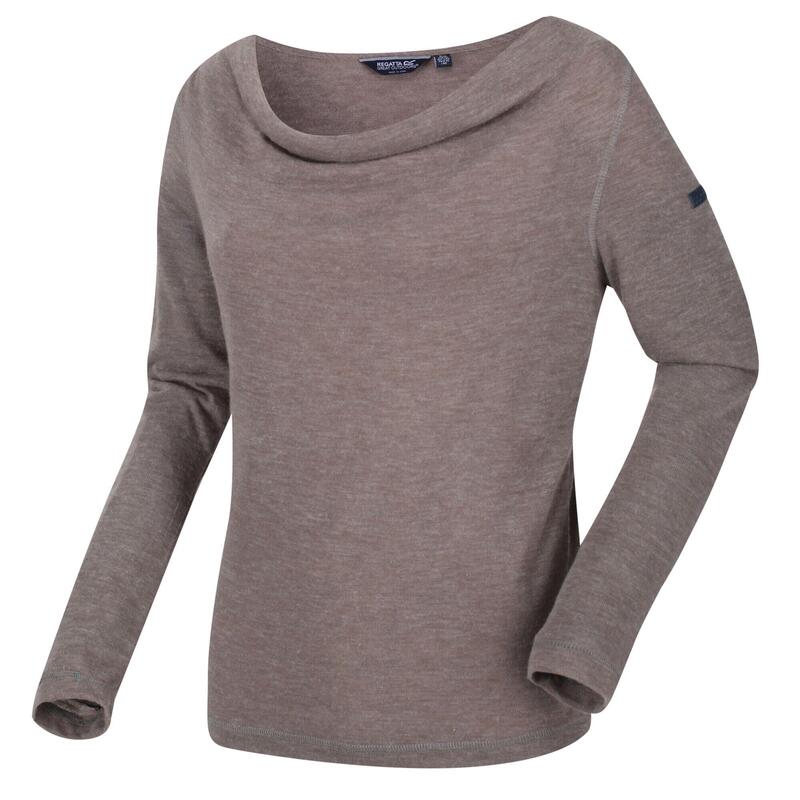 Frayda T-Shirt de randonnée col bénitier pour femme - Brun clair