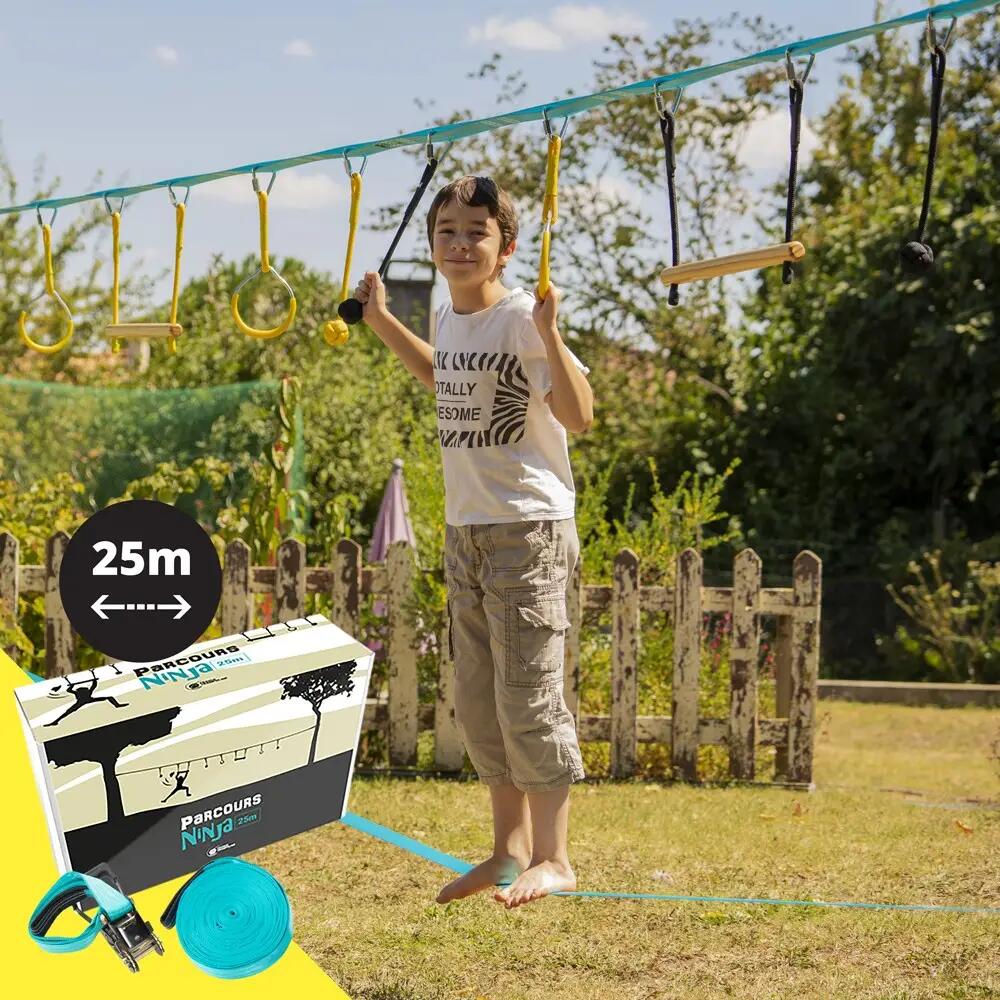 Parcours Ninja + Slackline - Parcours d'obstacles 2 Slacklines 25m + 7 Obstacles 2/7