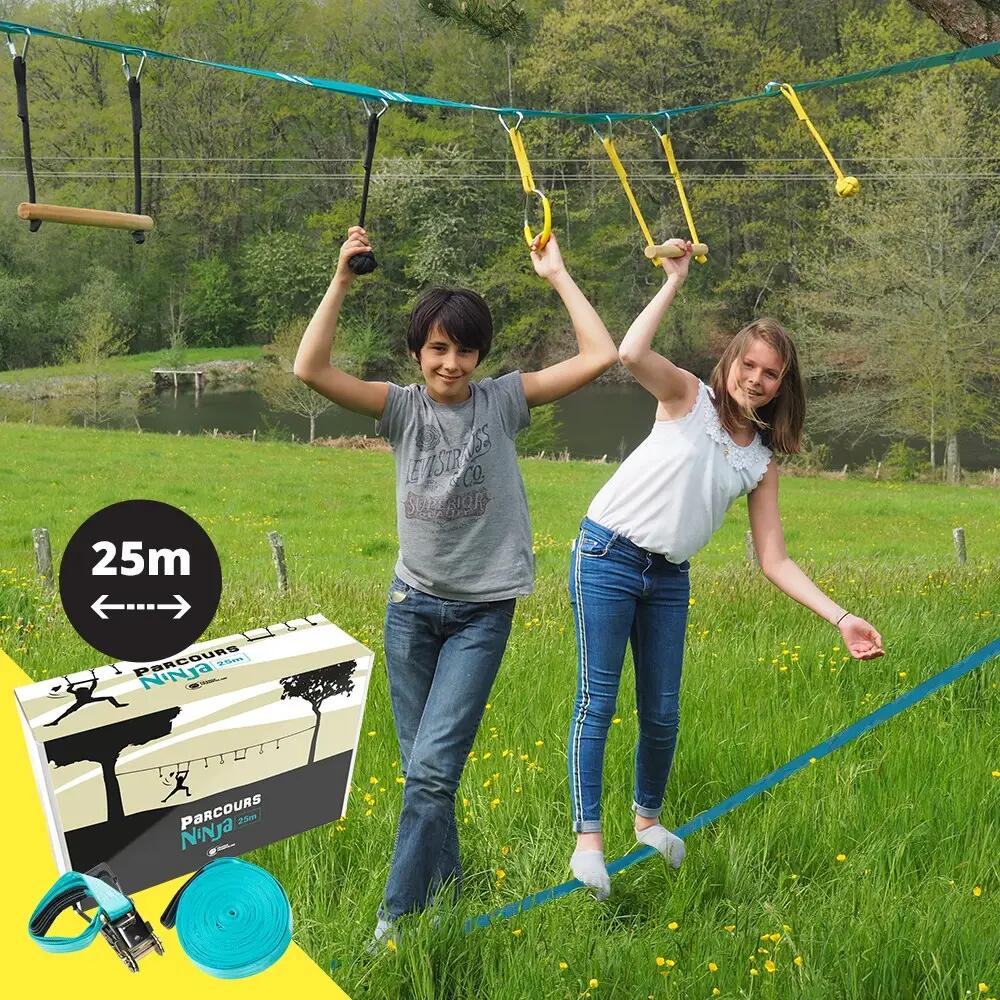Parcours Ninja + Slackline - Parcours d'obstacles 2 Slacklines 25m + 7 Obstacles 3/7