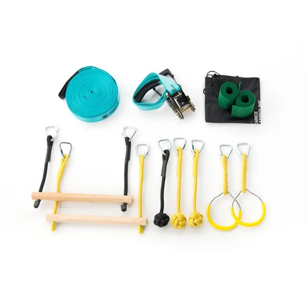 ALPIDEX Ninja Parcours 15m Youth Adults Slackline Set Rings Rope Buttons