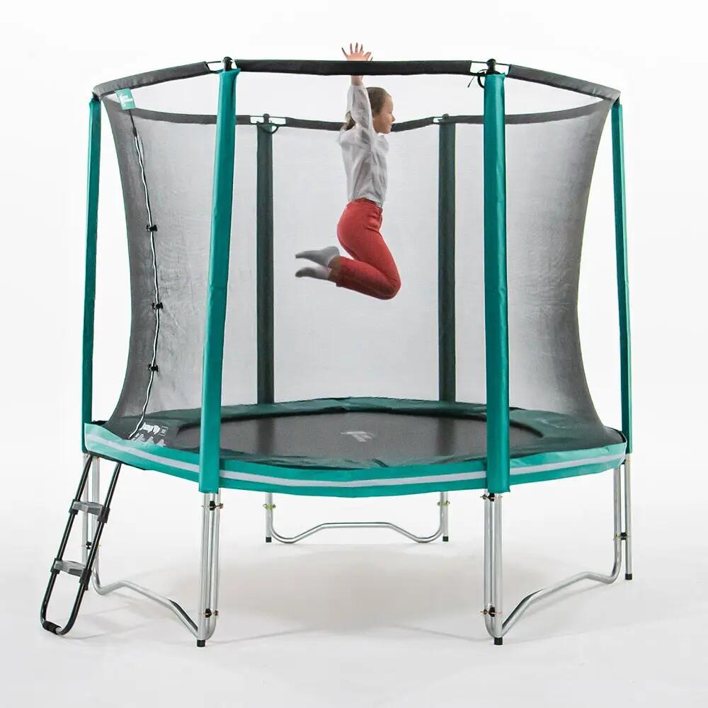 Trampoline Rond Jump'Up 250cm - Filet de Protection, Echelle + Kit d'ancrage 3/8