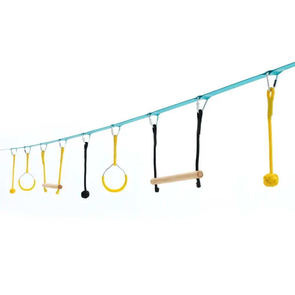 Ninja parcours, 15m hindernisbaan op Slackline - 7 modulaire hindernissen 2/7