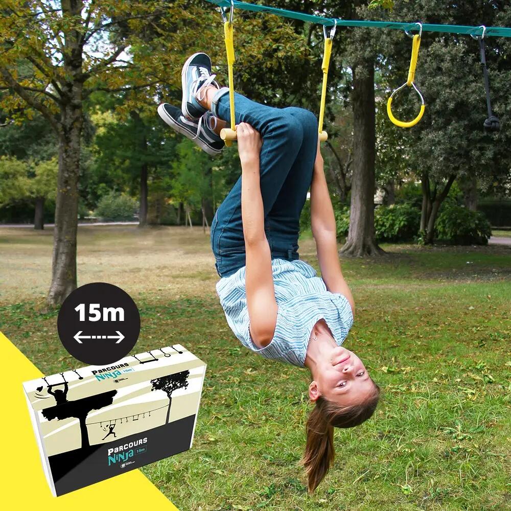 Ninja parcours, 15m hindernisbaan op Slackline - 7 modulaire hindernissen 4/7