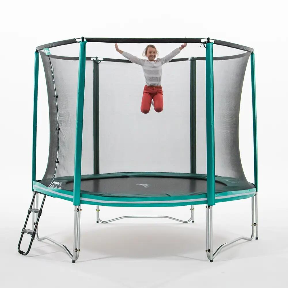 Trampoline Rond Jump'Up 300cm - Filet de Protection, Echelle + Kit d'ancrage 3/8