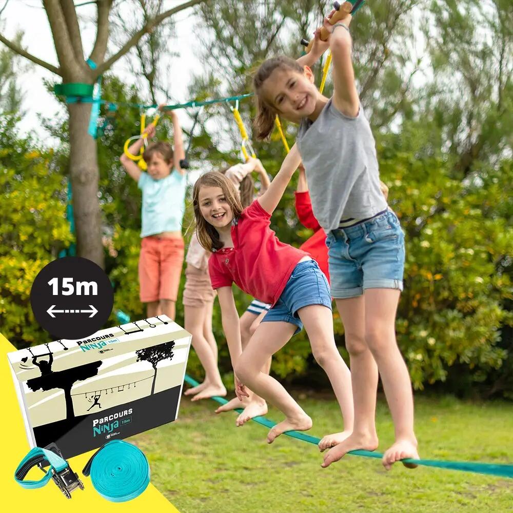 Parcours Ninja + Slackline - Parcours d'obstacles 2 slacklines 15m + 7 Obstacles 2/7