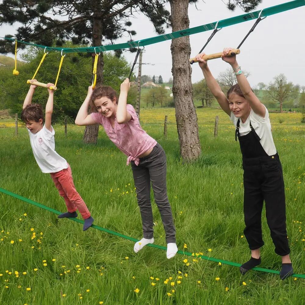 Parcours Ninja + Slackline - Parcours d'obstacles 2 slacklines 15m + 7 Obstacles 5/7